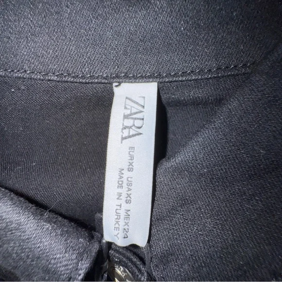 Zara Black Denim Button Front‎ Mini Dress XS NWT - Picture 7 of 14
